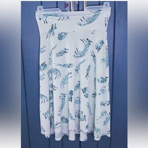 Lularoe Mint Green Fox Azure Skirt Size XS Goblin Cottage Core Novelty Retro
